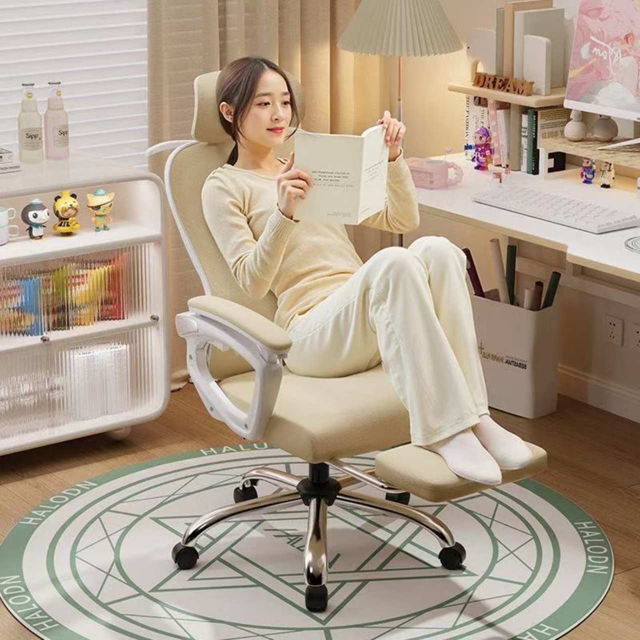 Ergonomic Office Gaming Chair Comfortable Computer Chair for Home Dorm Girls Bedroom Ideal for Long Hours