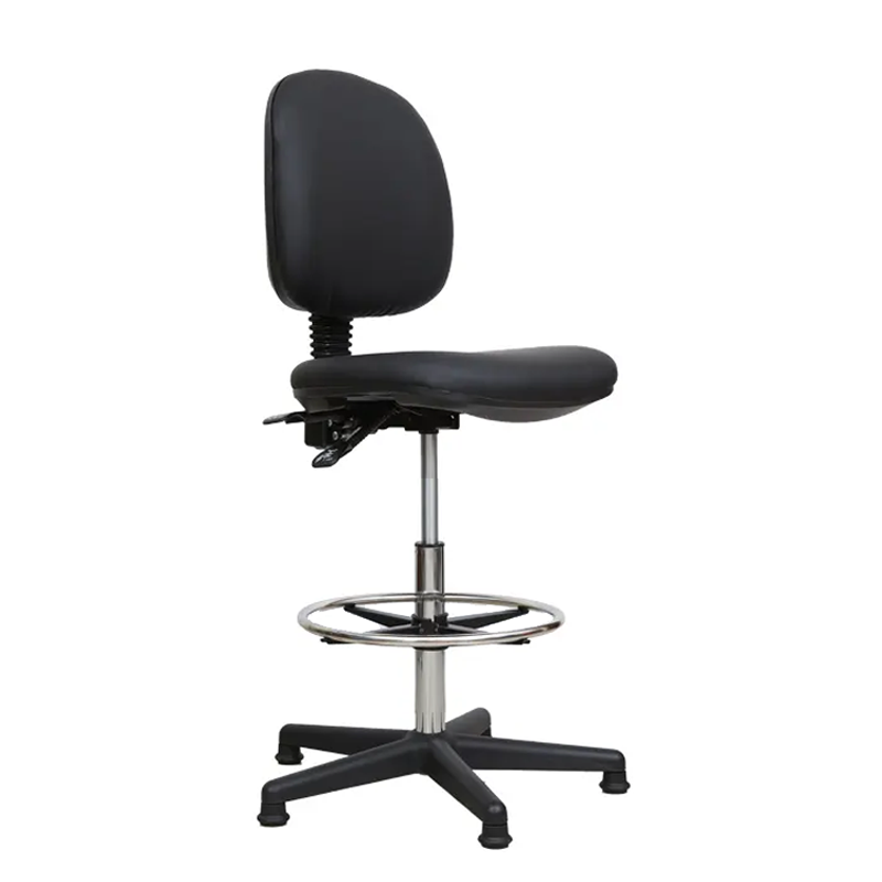 Ergonomic Standing Reception Desk Leather Drafting Chair Drafting Stool With Footrest