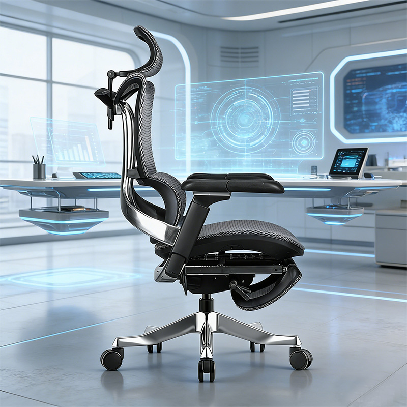 Contemporary Ergonomic Mesh Swivel Chair Steel Base Chrome Legs Adjustable Height 7D Adjustable Armrests Adjustable