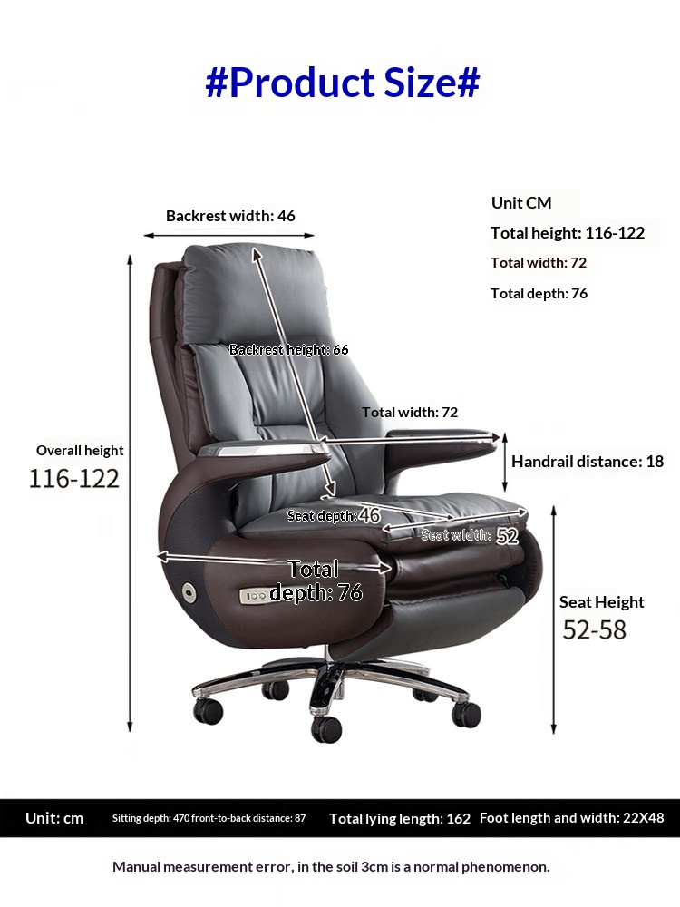 Wholesale Luxury Electric Reclining Genuine Leather Executive Office Chair High Back Swivel Boss Chair with Wood Frame