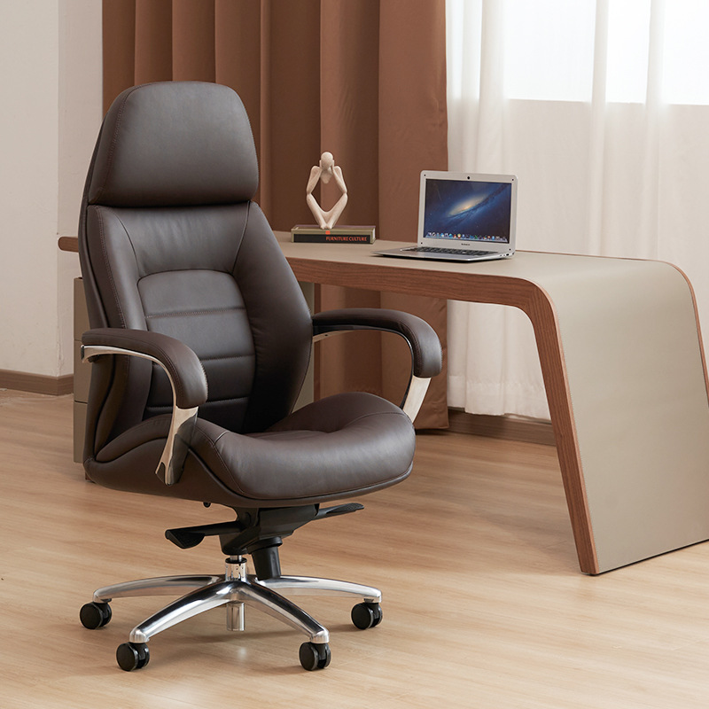 Luxury Ergonomic Boss Chair Armrest Executive Black Leather Swivel Office Chairs Genuine Leather Chair for Sale
