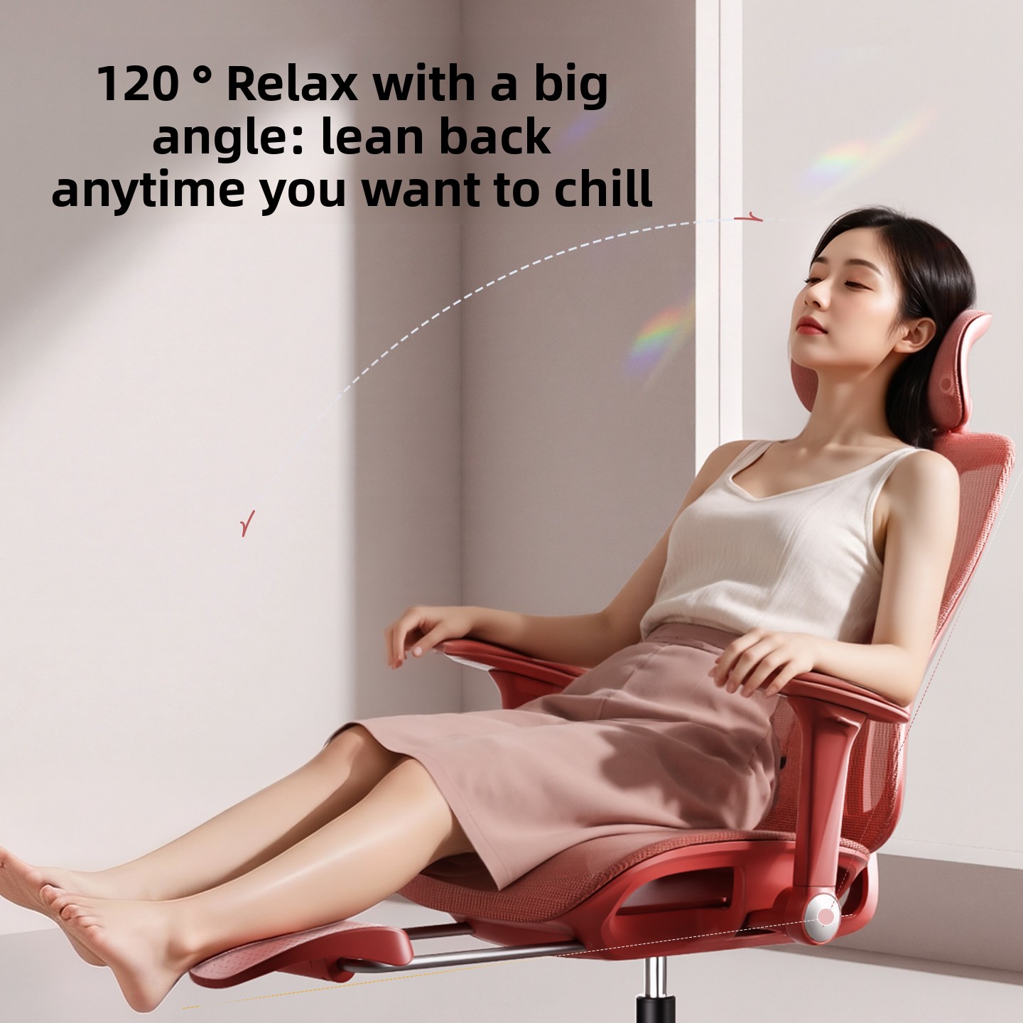 Igrow Home Reclining Ergonomic Mesh Gaming Chair Comfortable Long-time Sitting Office Lumbar Support Backrest