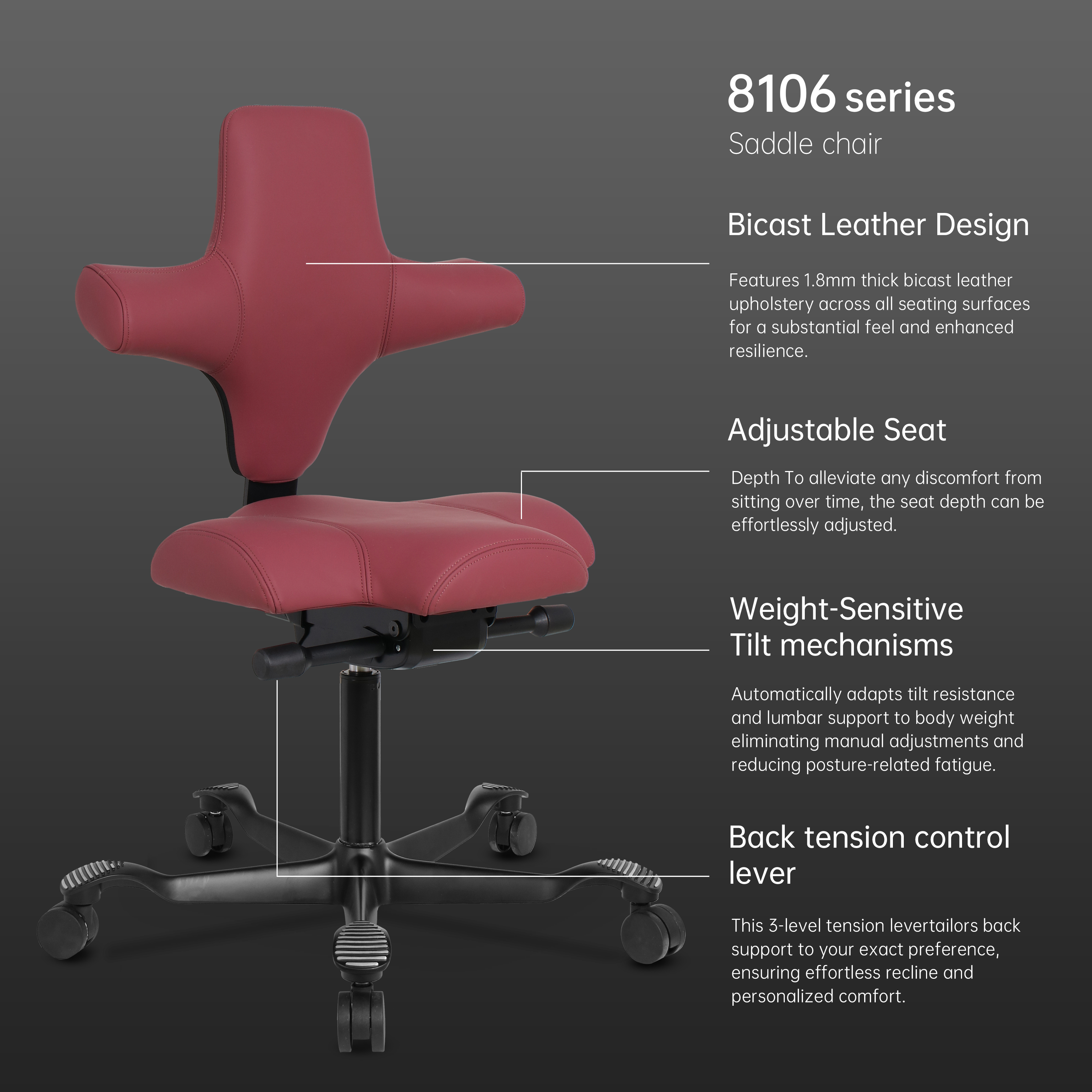Austria Classic Bestseller Ergonomic Office Chair with Aluminum Alloy Base Saddle Stool Burostuhl Ergonomikus Irodai Sz&eacute;k