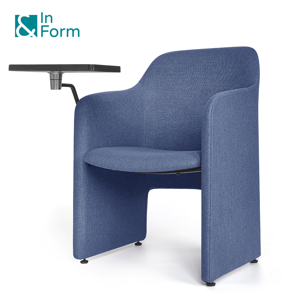 Foldable Tablet Upholstered Arm Chair Luxury Meeting Chair Company Lecture Training Room Chair With Writing Pad Design