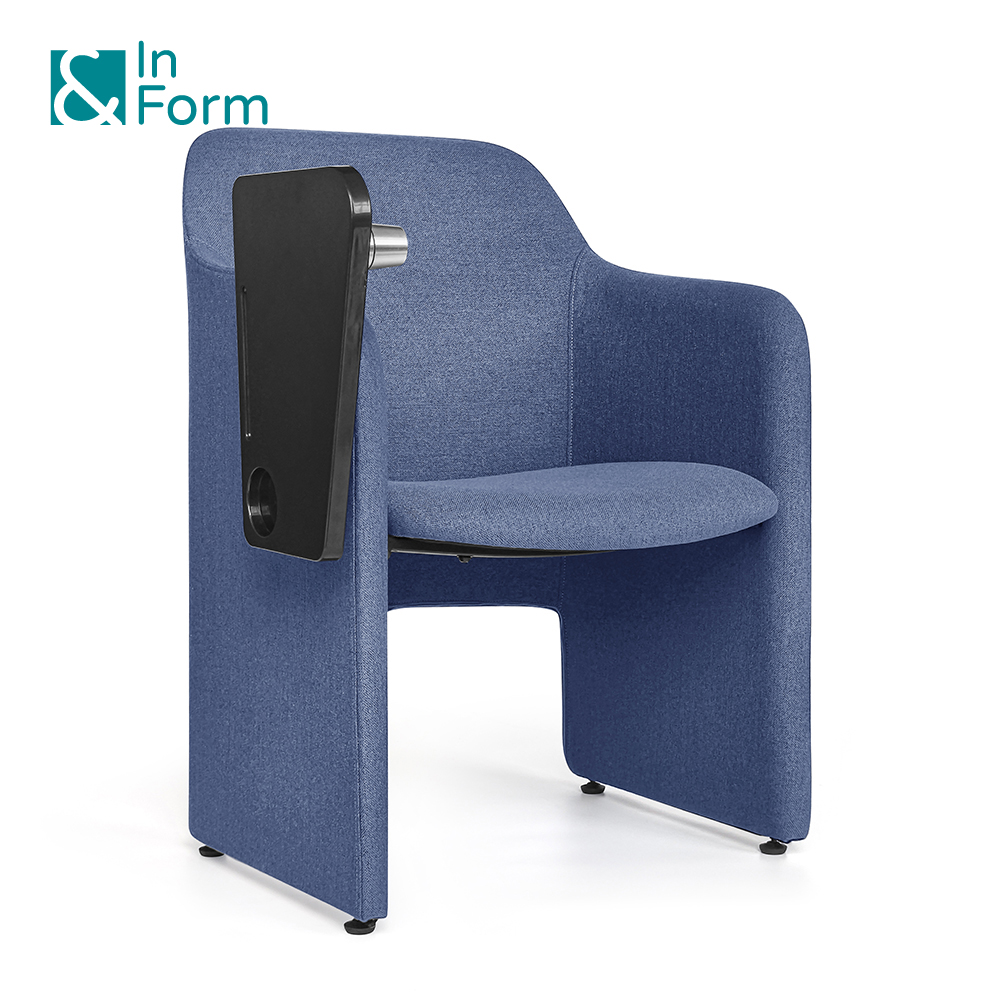 Foldable Tablet Upholstered Arm Chair Luxury Meeting Chair Company Lecture Training Room Chair With Writing Pad Design