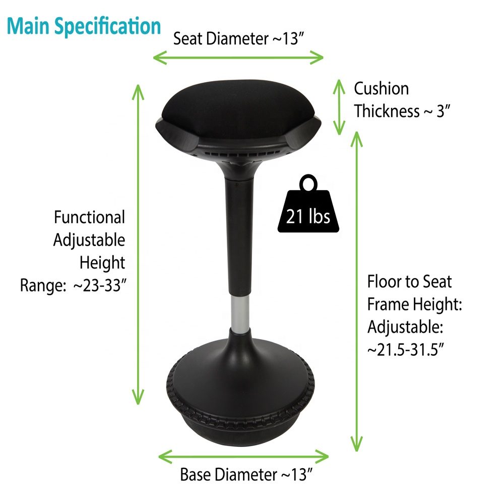 Modern Design Adjustable Height Wobble Stool Active Sitting Office Chair