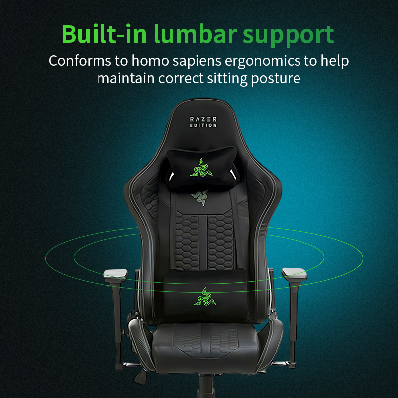 DIABLO Ergonomic Racing Gaming Chair with Swivel Foldable Massage Features PVC PU Leather Home Office Metal Iron Lumbar Support