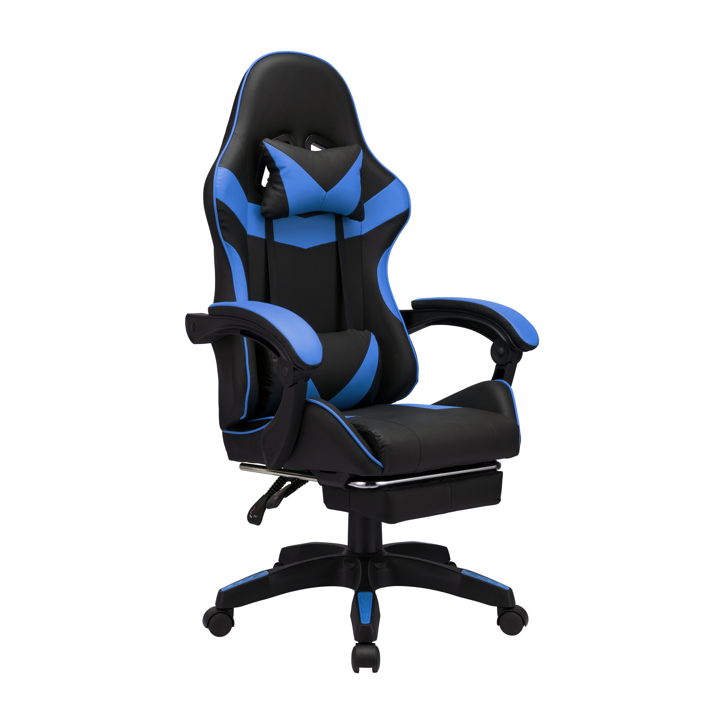 Comfortable PU Leather Office Computer Chair 2 Gas Lift Tiltable Recline Racing Chair Swivel With Footrest For Home Game E-Sport