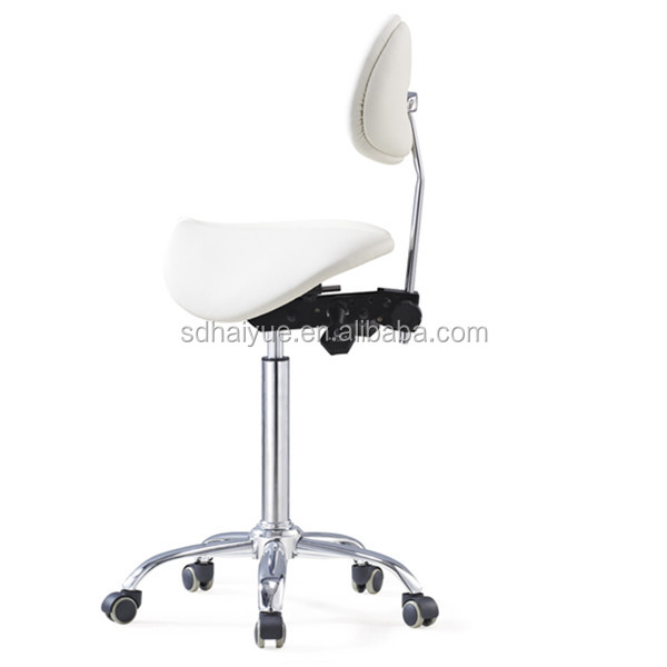 HY4008-1 Adjustable Hydraulic Rolling Stool Ergonomic Office Saddle Seat Drafting Work Chair, Split Seat Saddle Stool