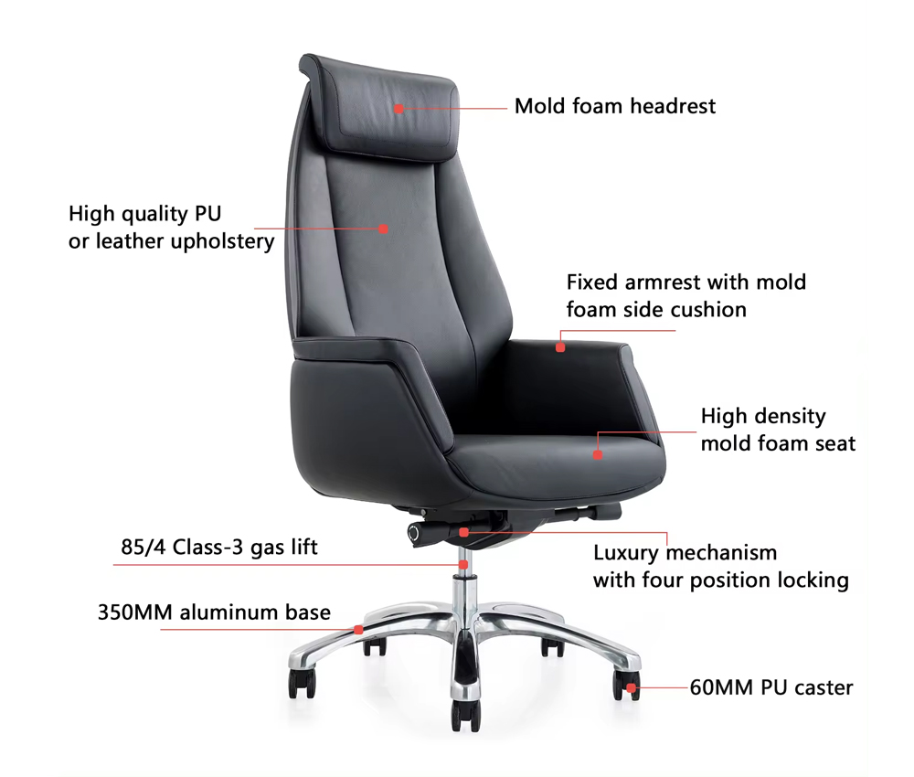 Wholesale Modern Boss Executive Chair Genuine Leather 360 Swivel Height Adjustable Expensive Office Chair
