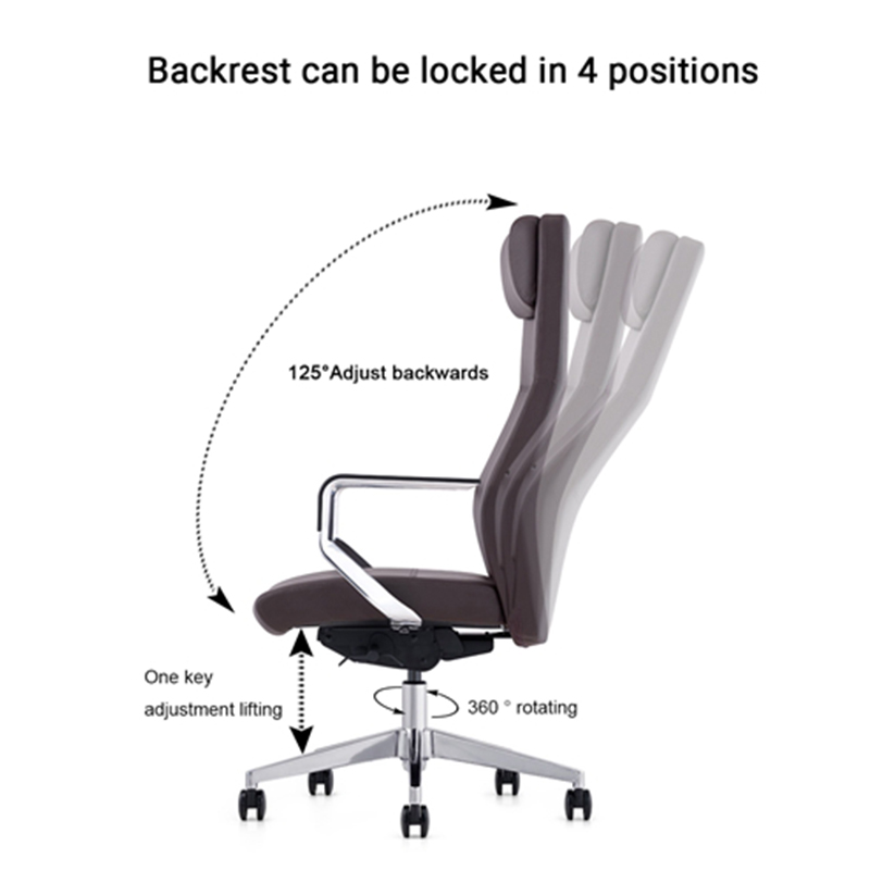 Modern Height Adjustable PU Genuine Leather Cooling Visit Recliner Ergonomic Executive Office Chair