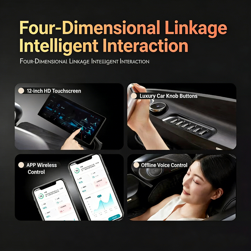AI Controlled 4D Massage Chair Dual Core Mechanism Vital Signs Scanning Flexible Rail App Control for Wellness