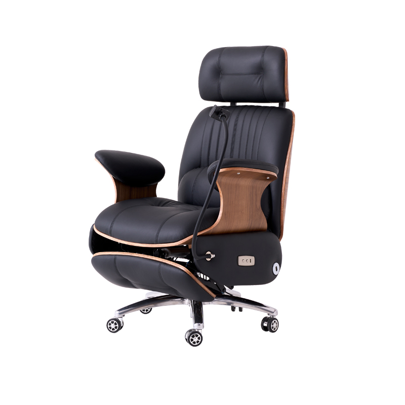 Electric Reclining Modern Executive Office Chair with USB Port Massage &amp; Heating Ergonomic High Back Leather for Home Office