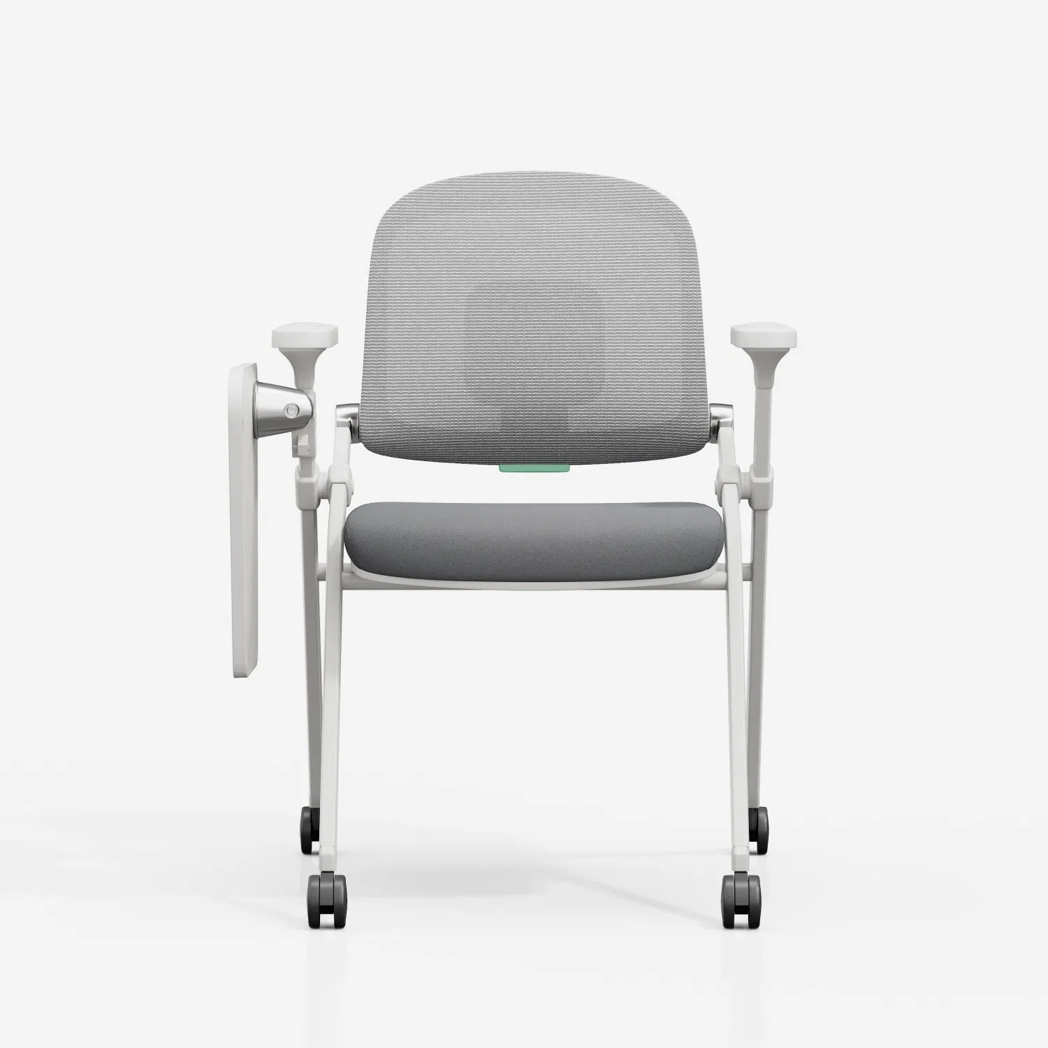 Foldable Ergonomic Office Chair - Mesh Back, Armrest Desk &amp; Rolling Wheels, Space-Saving for Small Office/Training Room