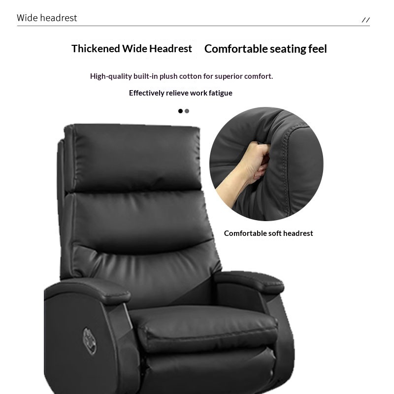 Office Leather Executive Chair-Modern Minimalist Design Metal Frame Electric Reclining Comfortable Long-Sitting Swivel Rolling