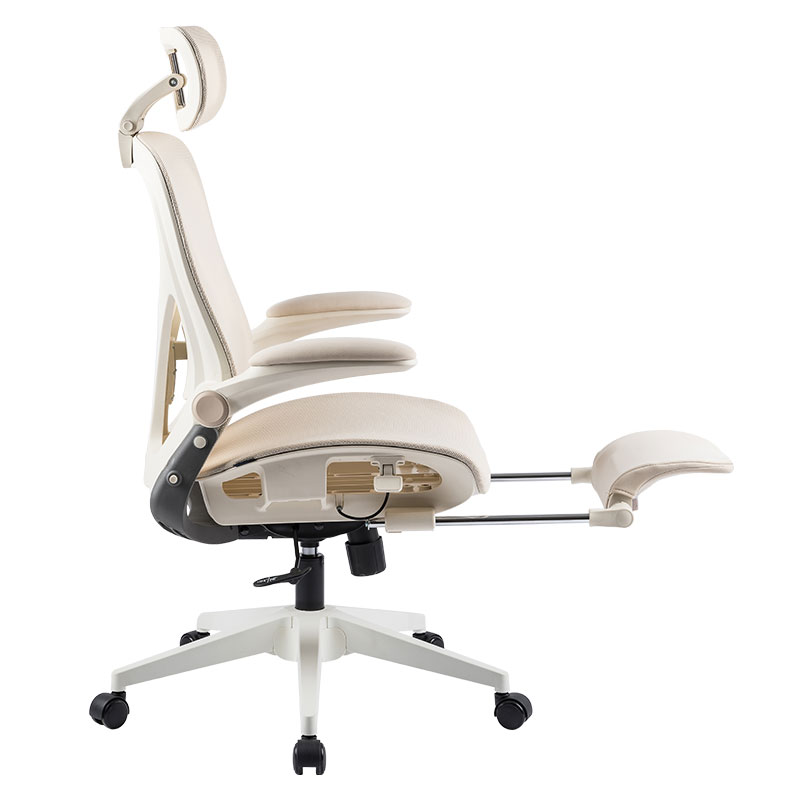 Flip Up Armrest Foldable Adjustable Boss Reclining Full Mesh Executive Office Ergonomic Chair With Footrest