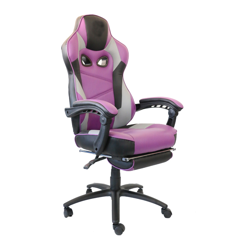 High-Back Racing Style Gaming Chair with Convertible Swivel Footrest Synthetic Leather Metal/Iron Material for Computer Sitting