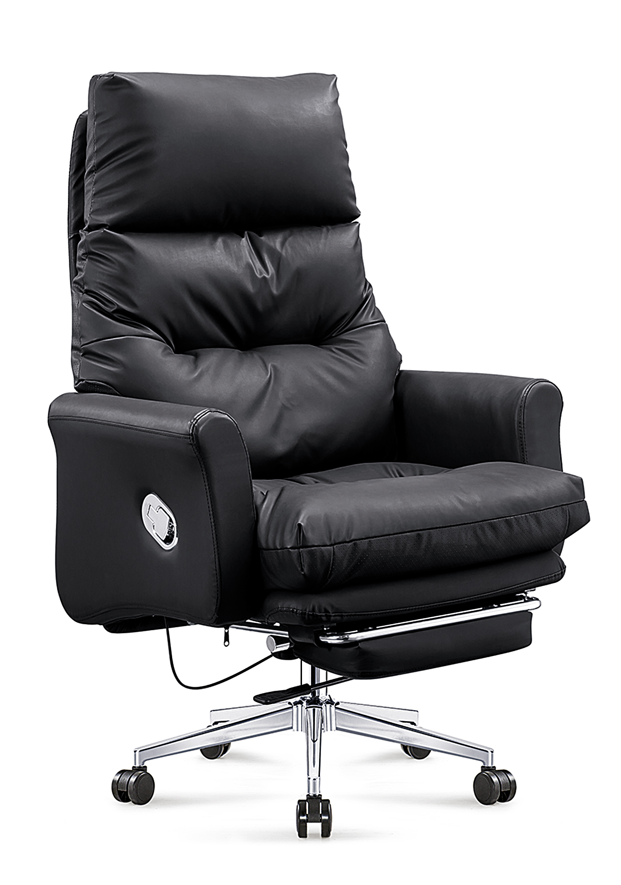 Boss Chair Luxury Ergonomic Lift Recliner Modern Black Gray Leather Office Chair for Manager Executive Home Use with Footrest