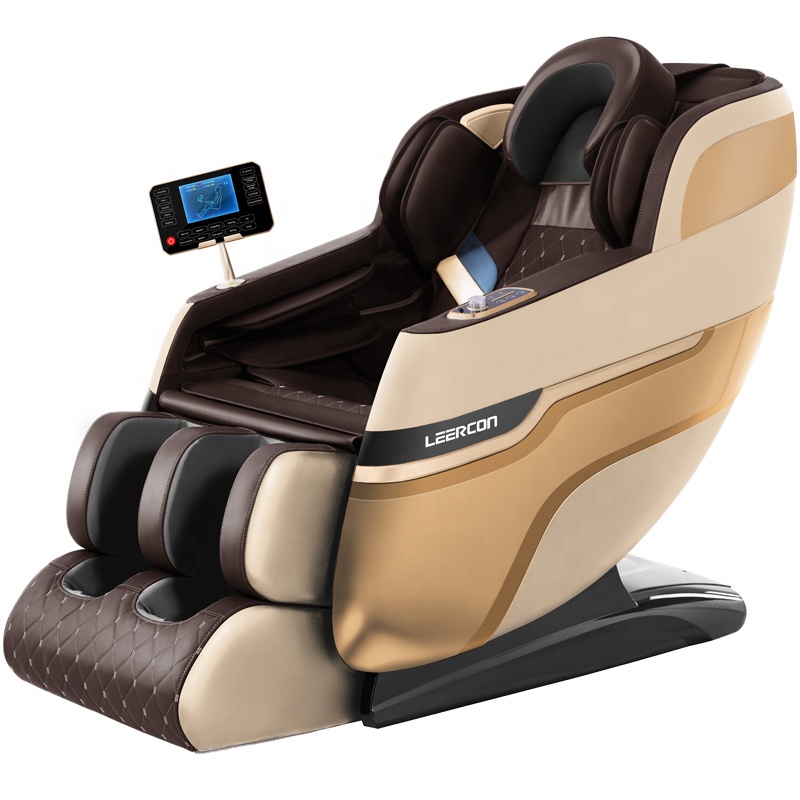 LEERCON Full Body Massage Chair Zero Gravity Rapid Heat Quilted Diamond Leather Deep Tissue Kneading 360 Air Compression Elderly