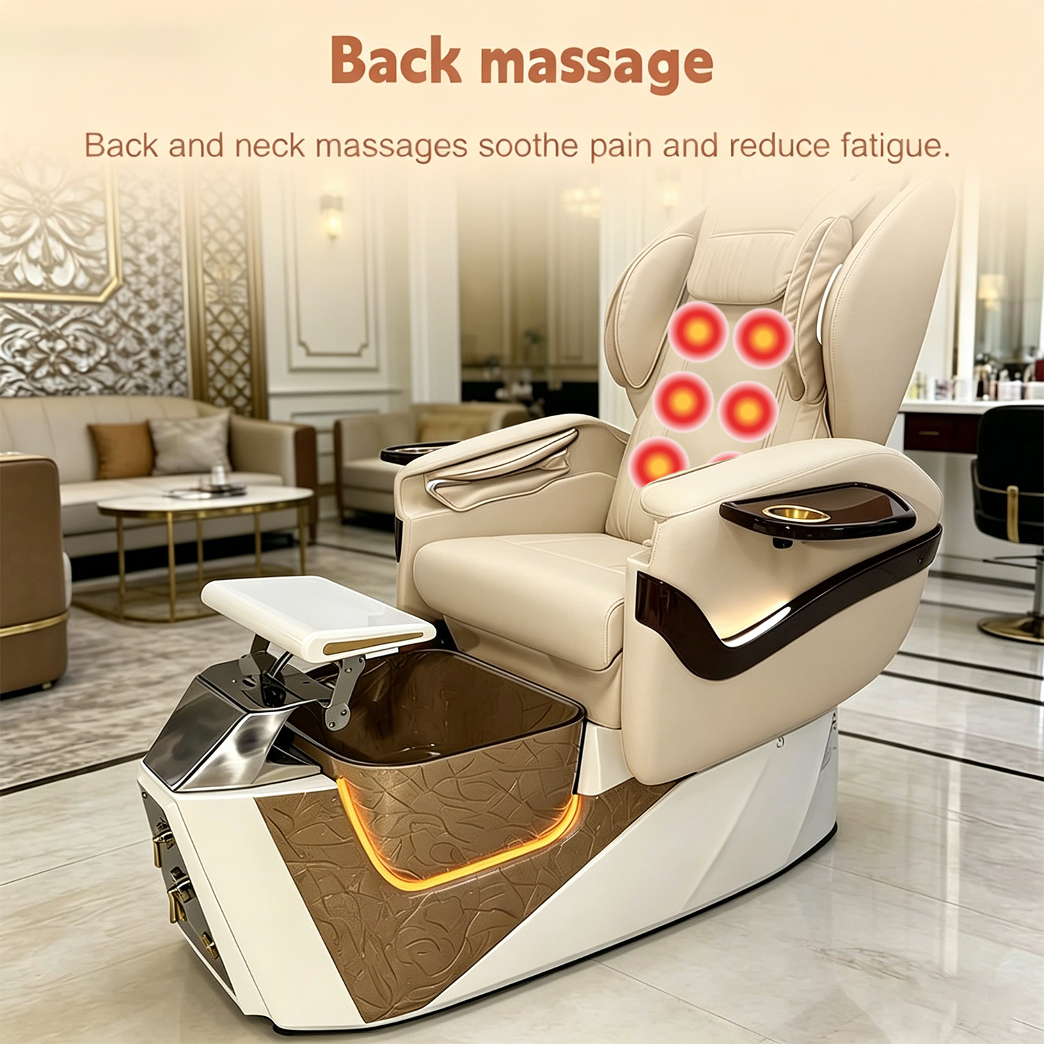 Wholesale New Comfortable Electric Fiberglass Base Whirlpool Foot Spa Massage Chair With Reclining Seat And LED Lamp