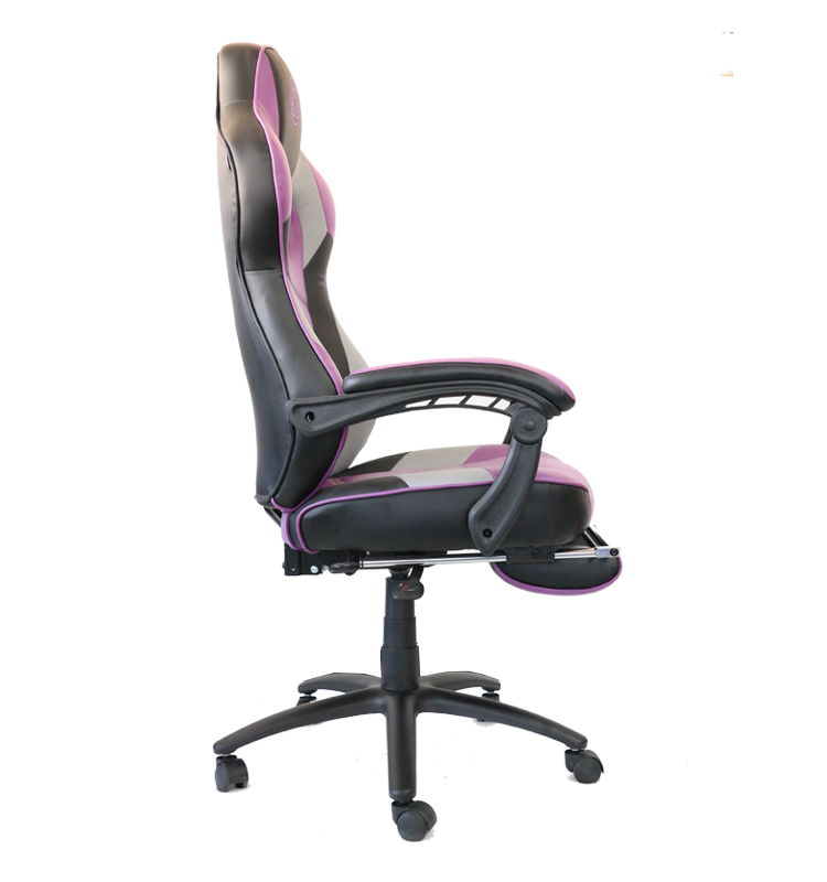 High-Back Racing Style Gaming Chair with Convertible Swivel Footrest Synthetic Leather Metal/Iron Material for Computer Sitting