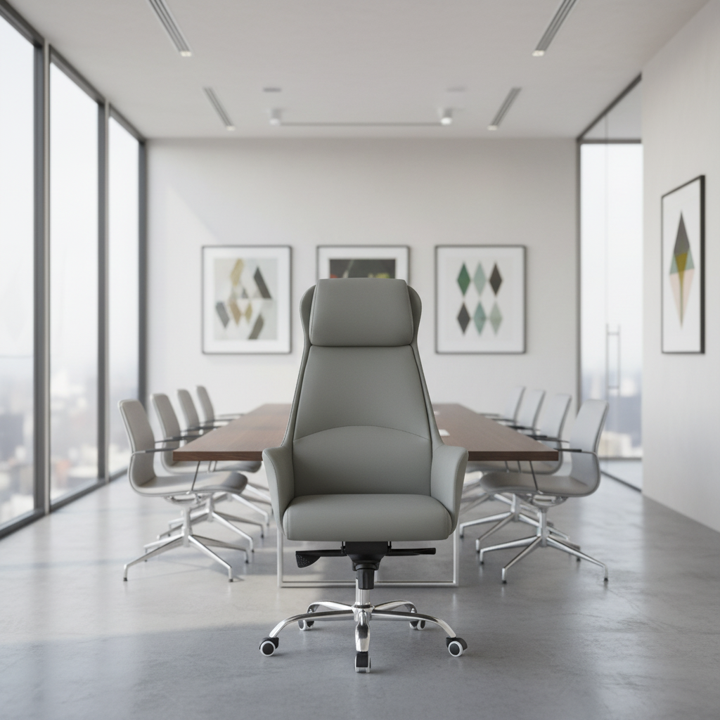 Modern Luxury Leather Executive Office Chair Extendable Adjustable Armrest High Back Comfort Home Office Use Steel Base Rotating