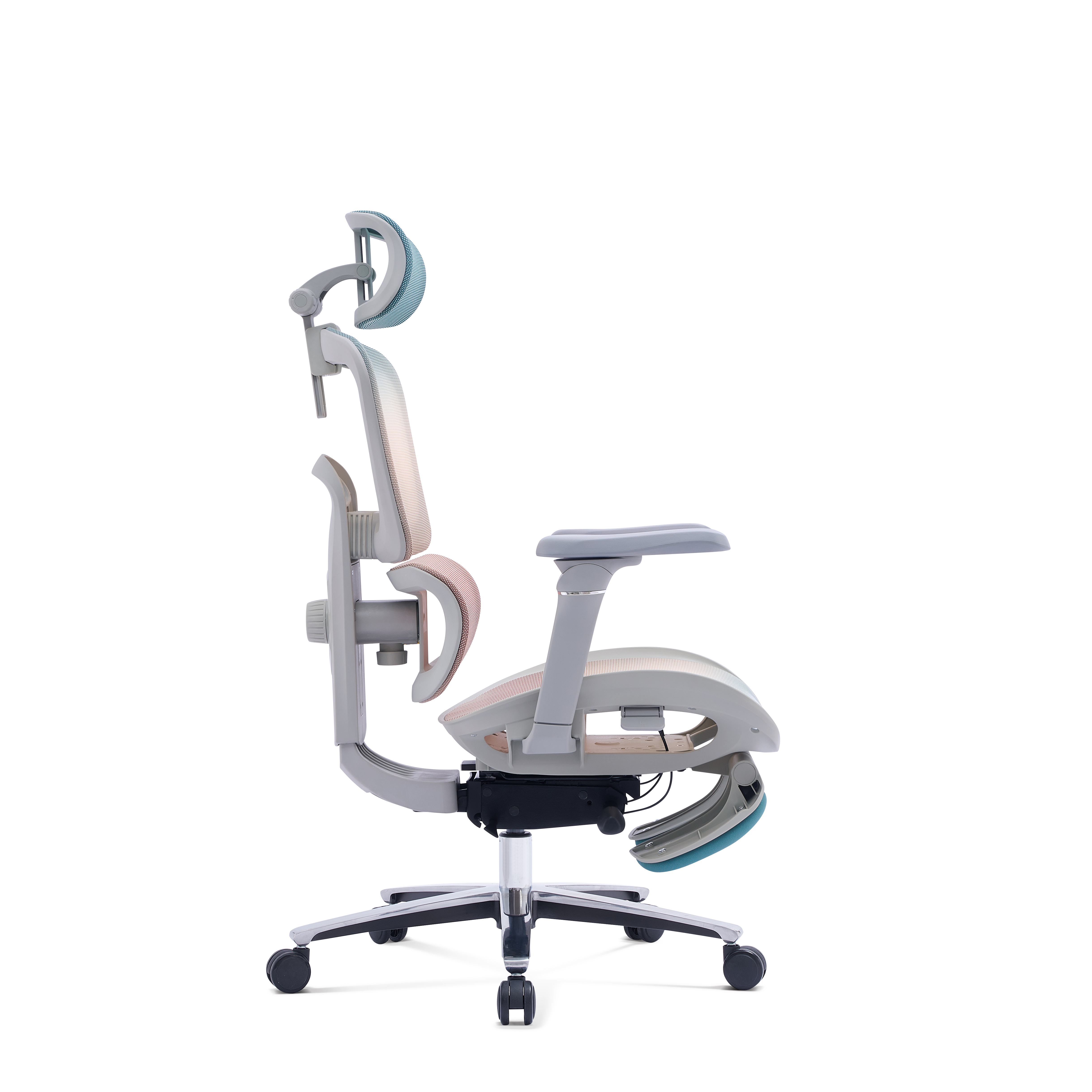 Modern Home Ergonomic Chair with Adjustable Lumbar Support Comfortable Armrest &amp; Footrest Aluminum Frame Fabric Material