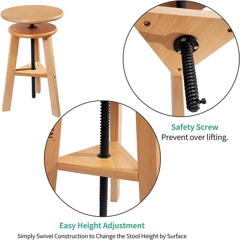 Bview Art Adjustable Height Wooden Artist Drafting Studio Stool for Artist Office Home Painting