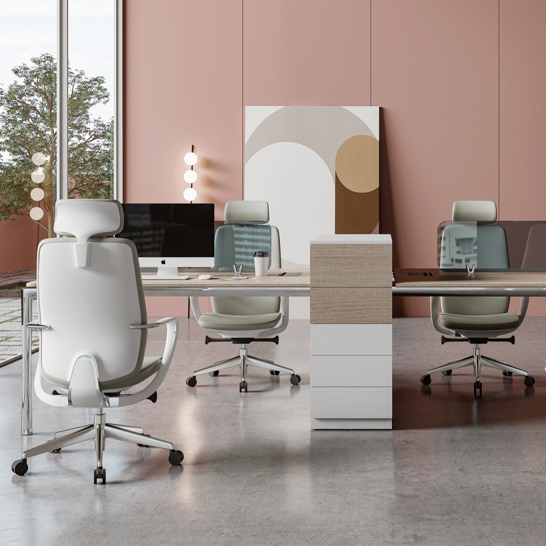 Luxury High Back Aluminum Base Executive Task Chair Adjustable Gas Lifting Office Leather Chairs