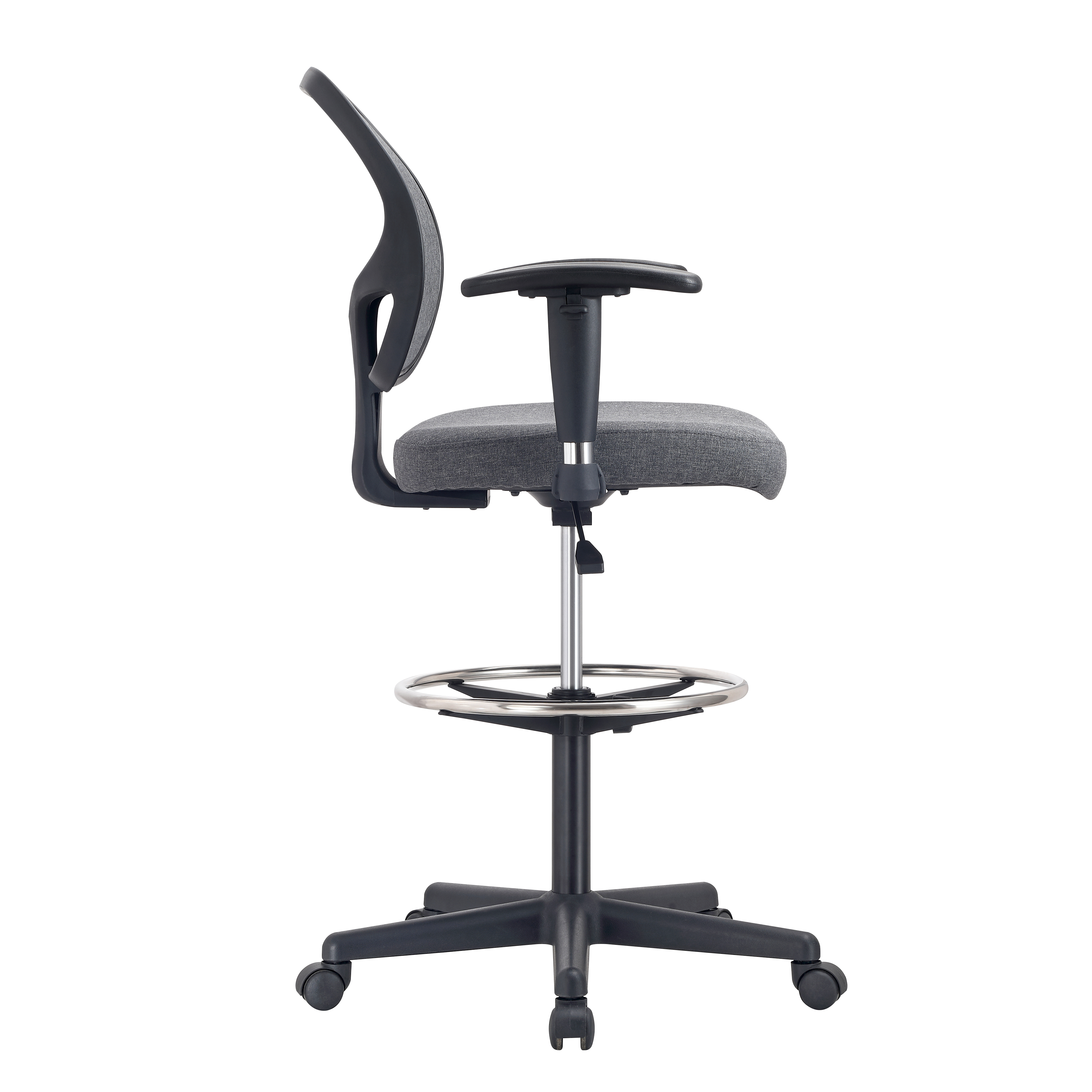 Modern Fabric Bar Stool Drafting Chair with Height Adjustable Swivel Seat for Home Bar Office School Commercial Use