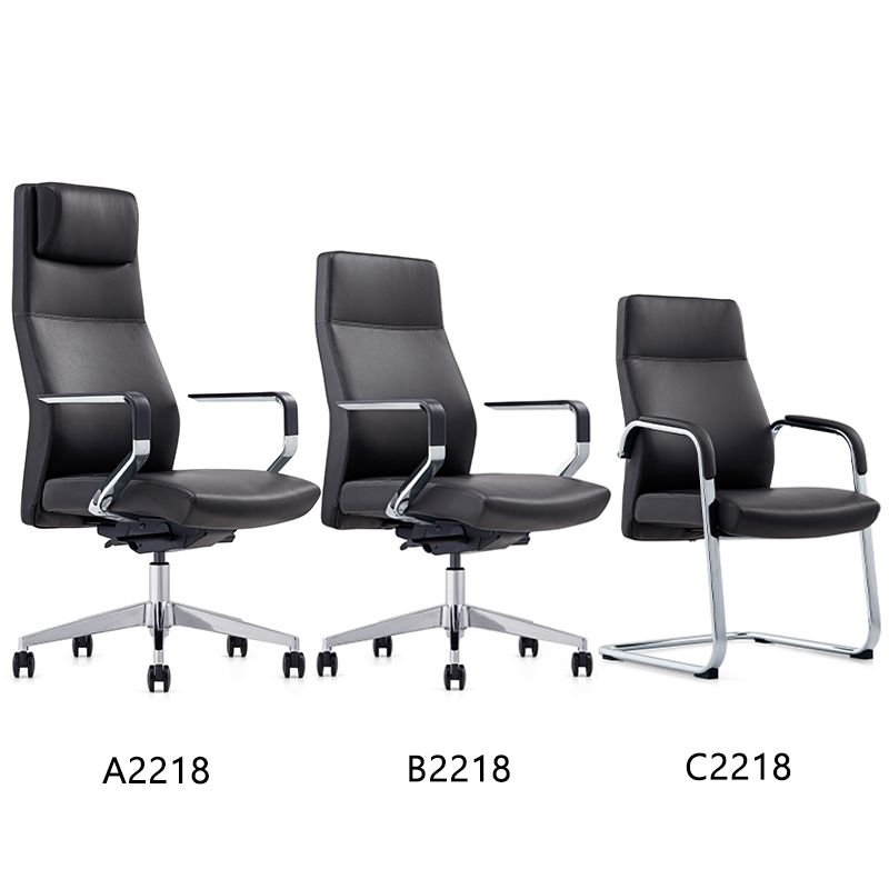 Modern Height Adjustable PU Genuine Leather Cooling Visit Recliner Ergonomic Executive Office Chair