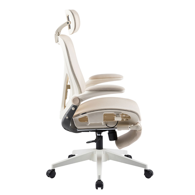 Flip Up Armrest Foldable Adjustable Boss Reclining Full Mesh Executive Office Ergonomic Chair With Footrest
