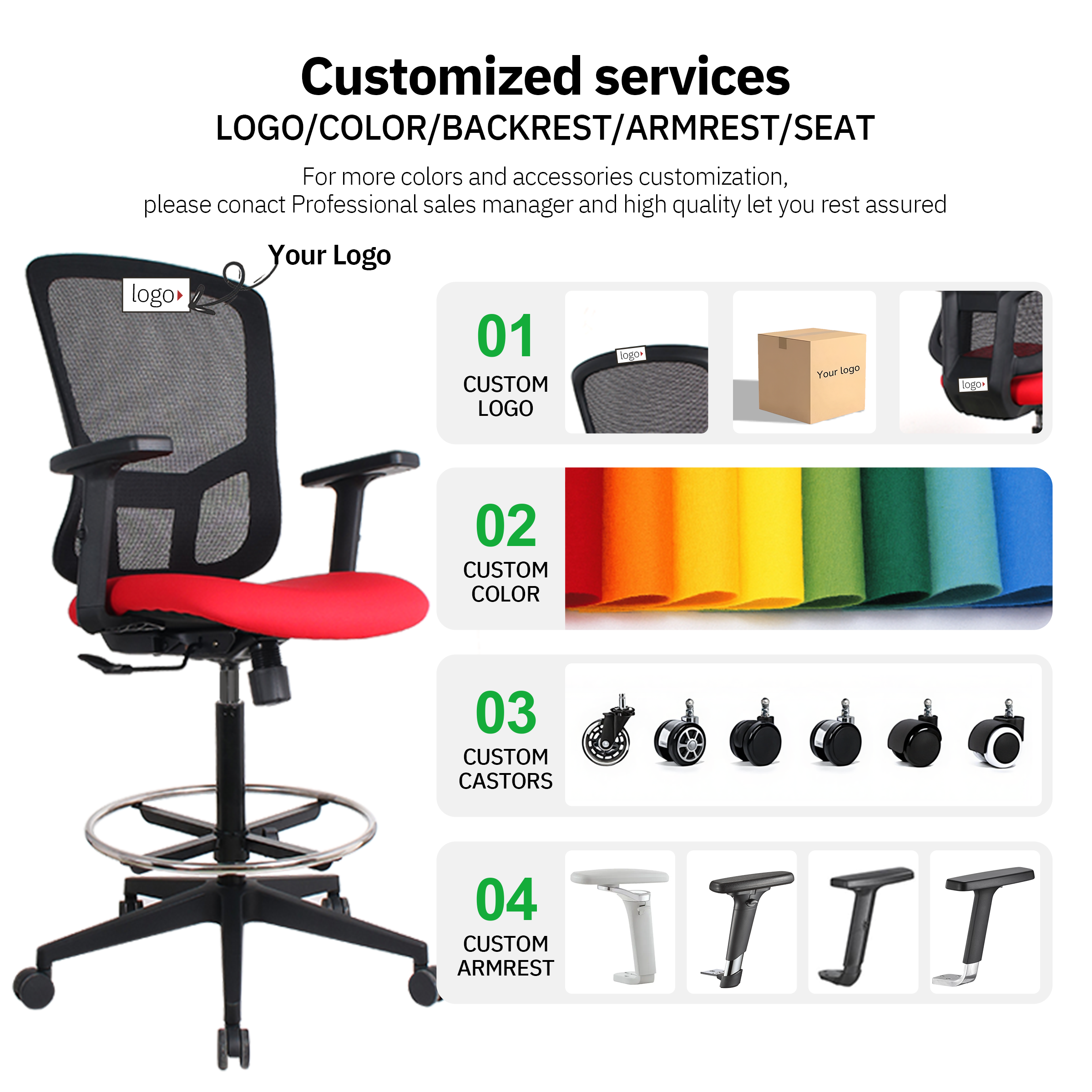Wholesale Drafting Chair Tall Office Chair with Lumbar Support Footrest Ring Mid Back for Adults Standing Desk Drafting Stool