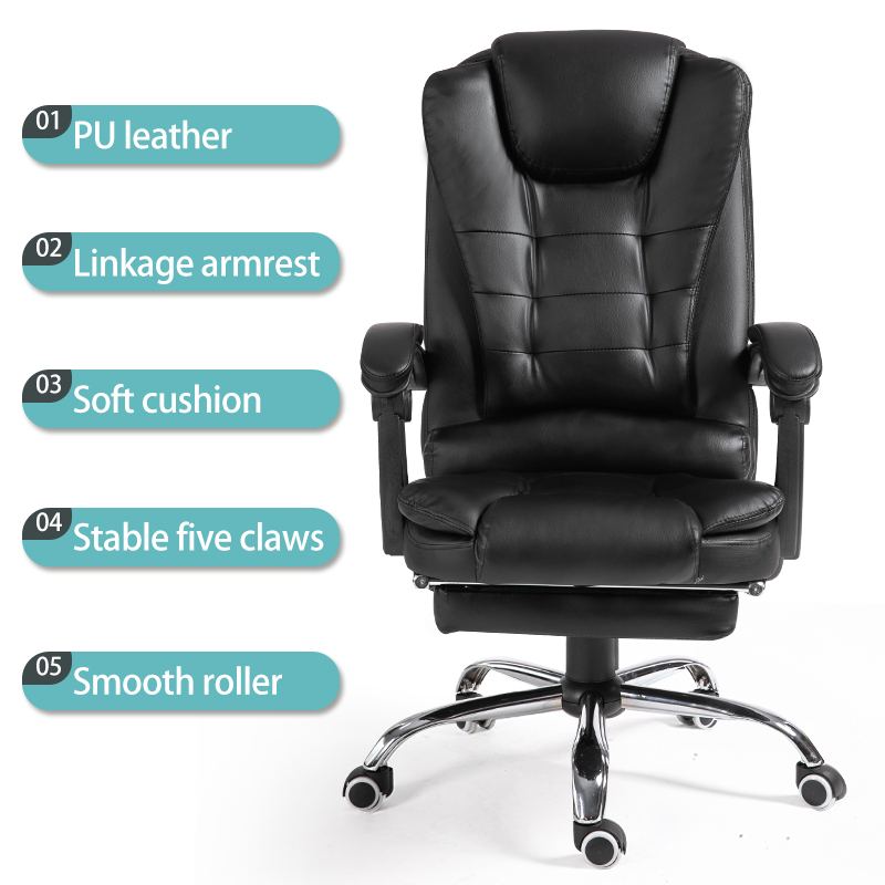 High Back Swivel Office Chair Leather Luxury Chair with Footrest