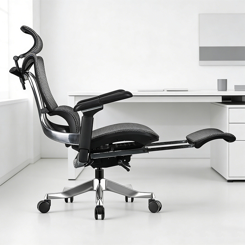 Contemporary Ergonomic Mesh Swivel Chair Steel Base Chrome Legs Adjustable Height 7D Adjustable Armrests Adjustable