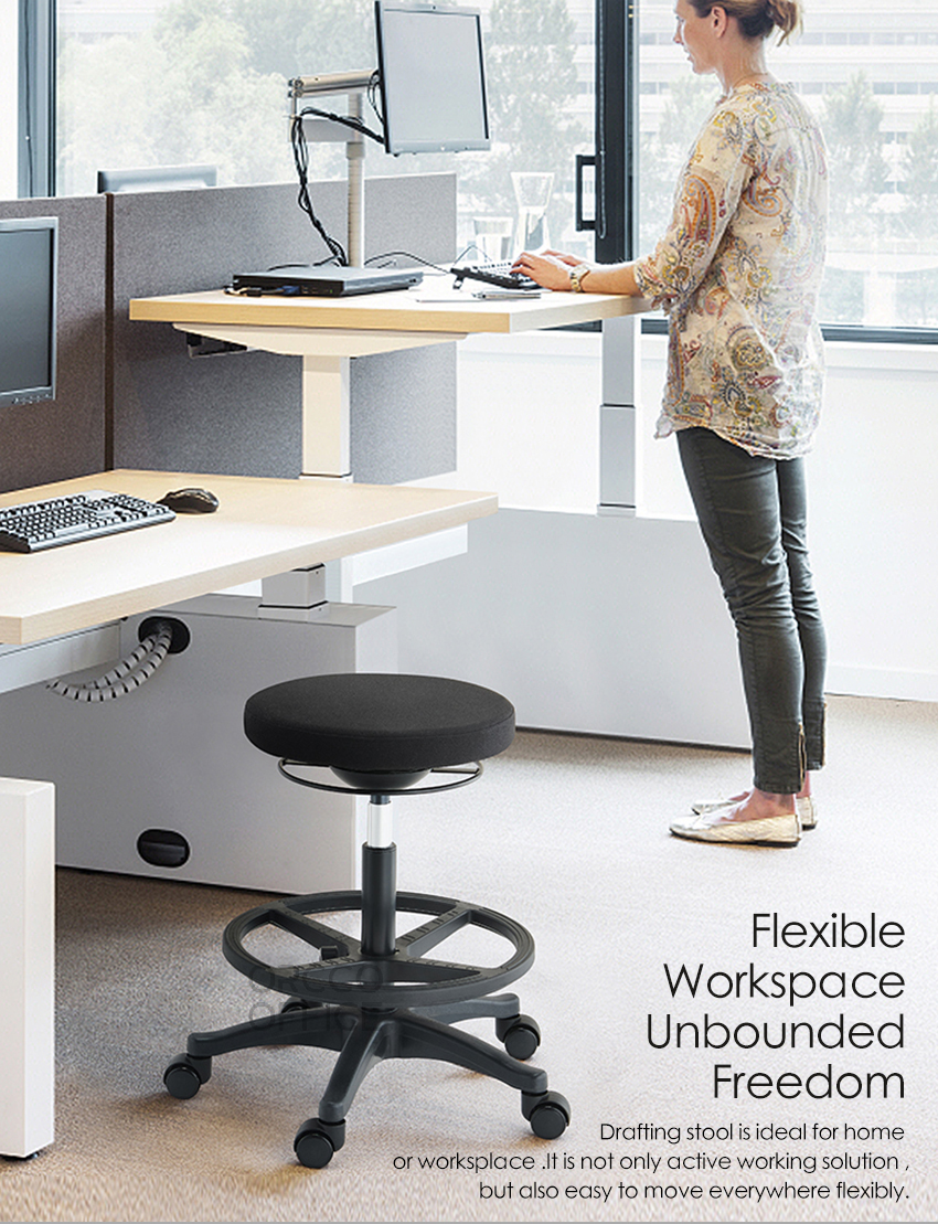 Design Studio Office Active Workplace Ergonomic Tilting Height-adjustable Drawing Footrest Ring Standing Drafting Stool Chair