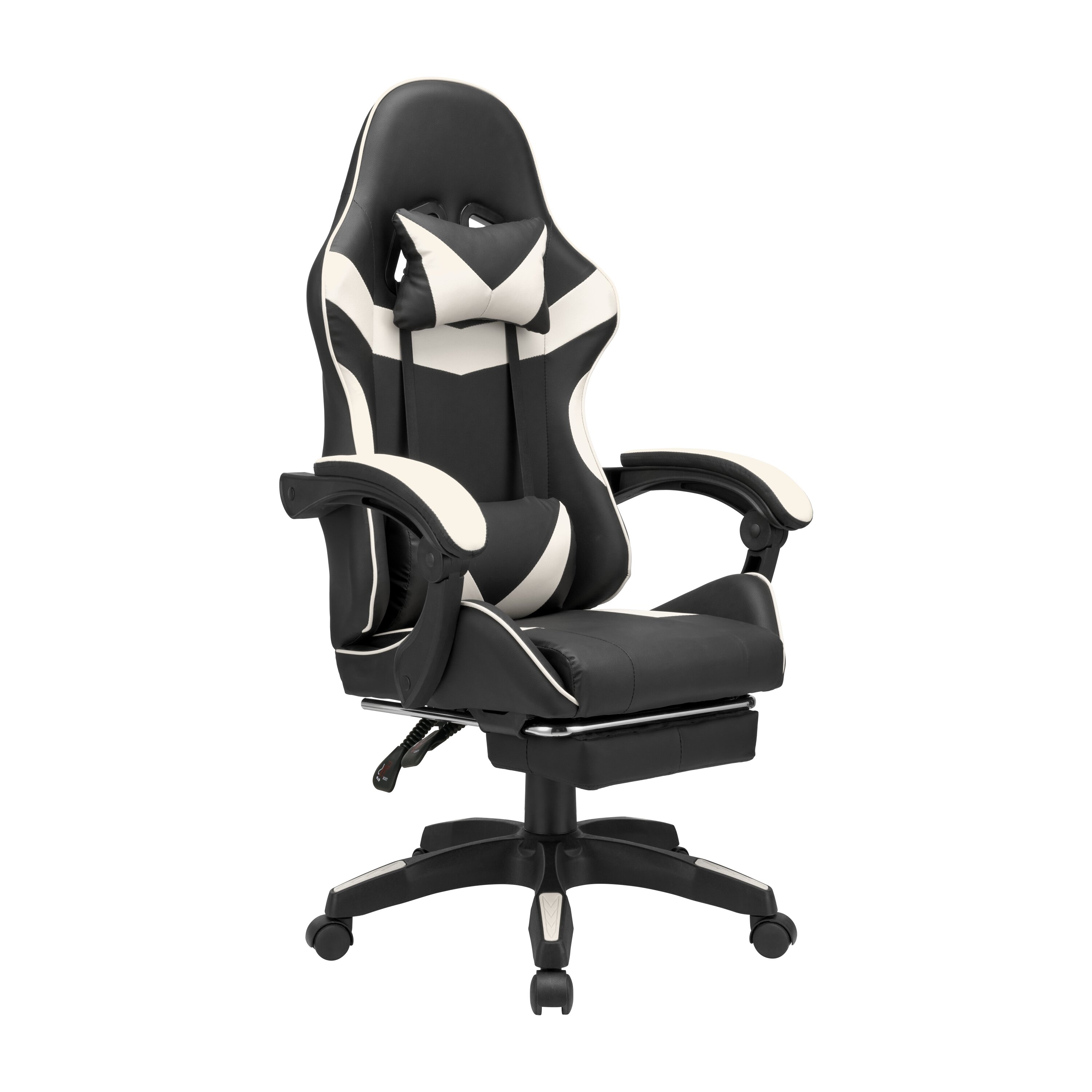 Comfortable PU Leather Office Computer Chair 2 Gas Lift Tiltable Recline Racing Chair Swivel With Footrest For Home Game E-Sport