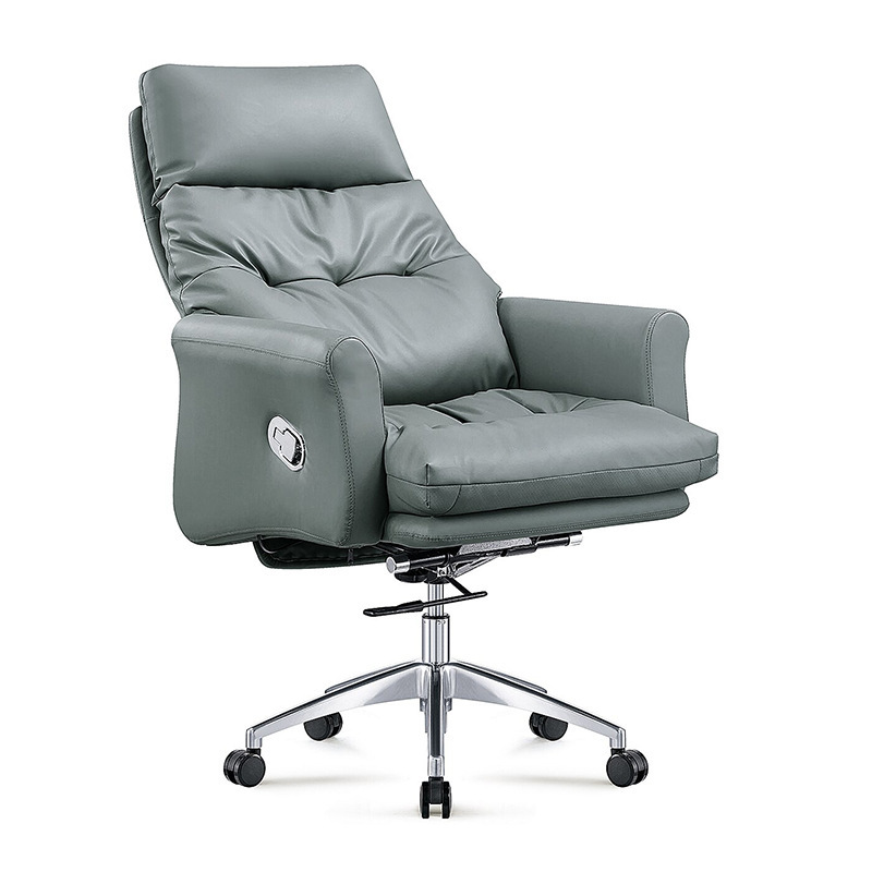 Boss Chair Luxury Ergonomic Lift Recliner Modern Black Gray Leather Office Chair for Manager Executive Home Use with Footrest