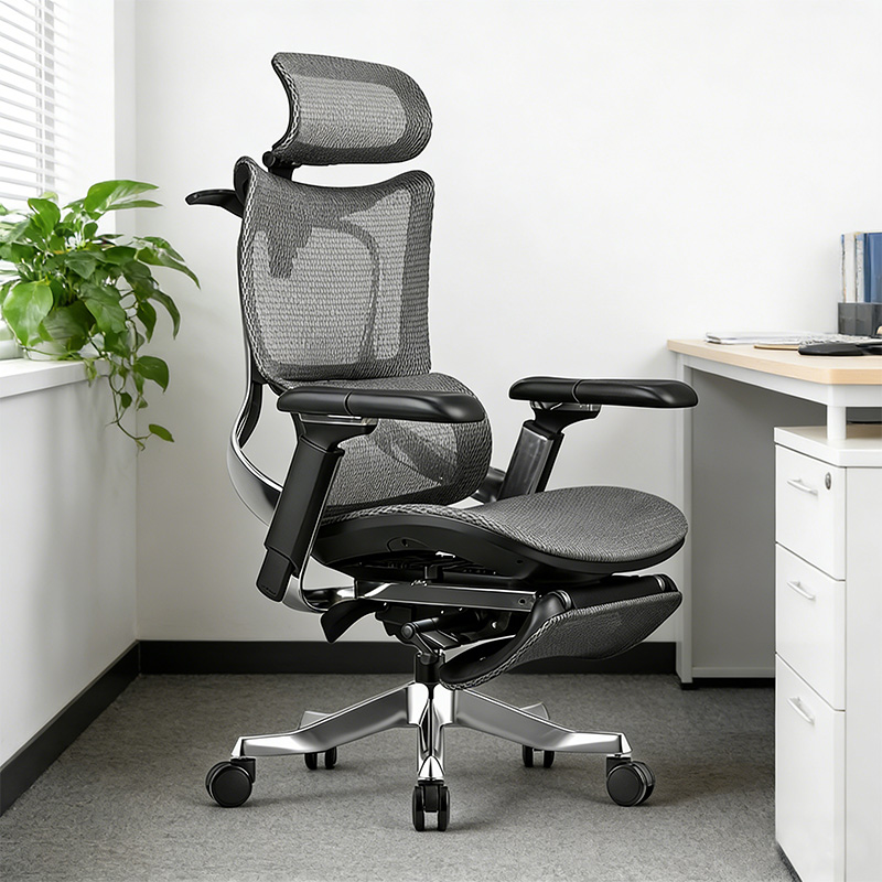 Contemporary Ergonomic Mesh Swivel Chair Steel Base Chrome Legs Adjustable Height 7D Adjustable Armrests Adjustable