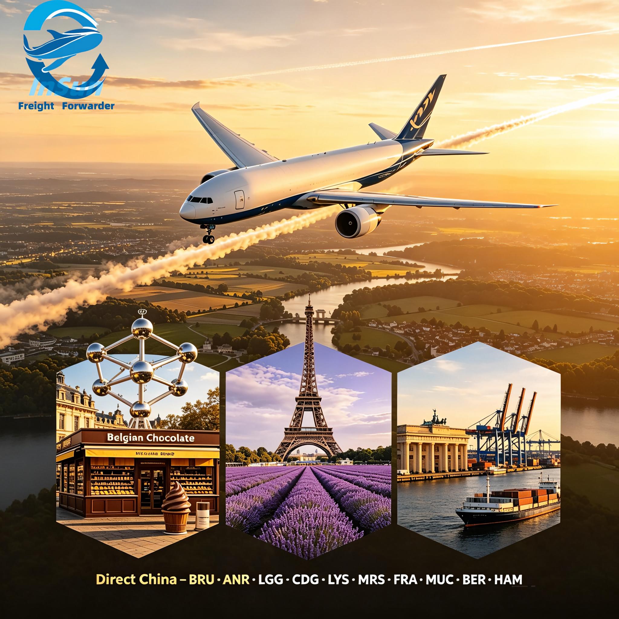 Top China Air Freight Forwarder to BRU CDG MRS FRA Airports Belgium CIF/CFR Airport Delivery