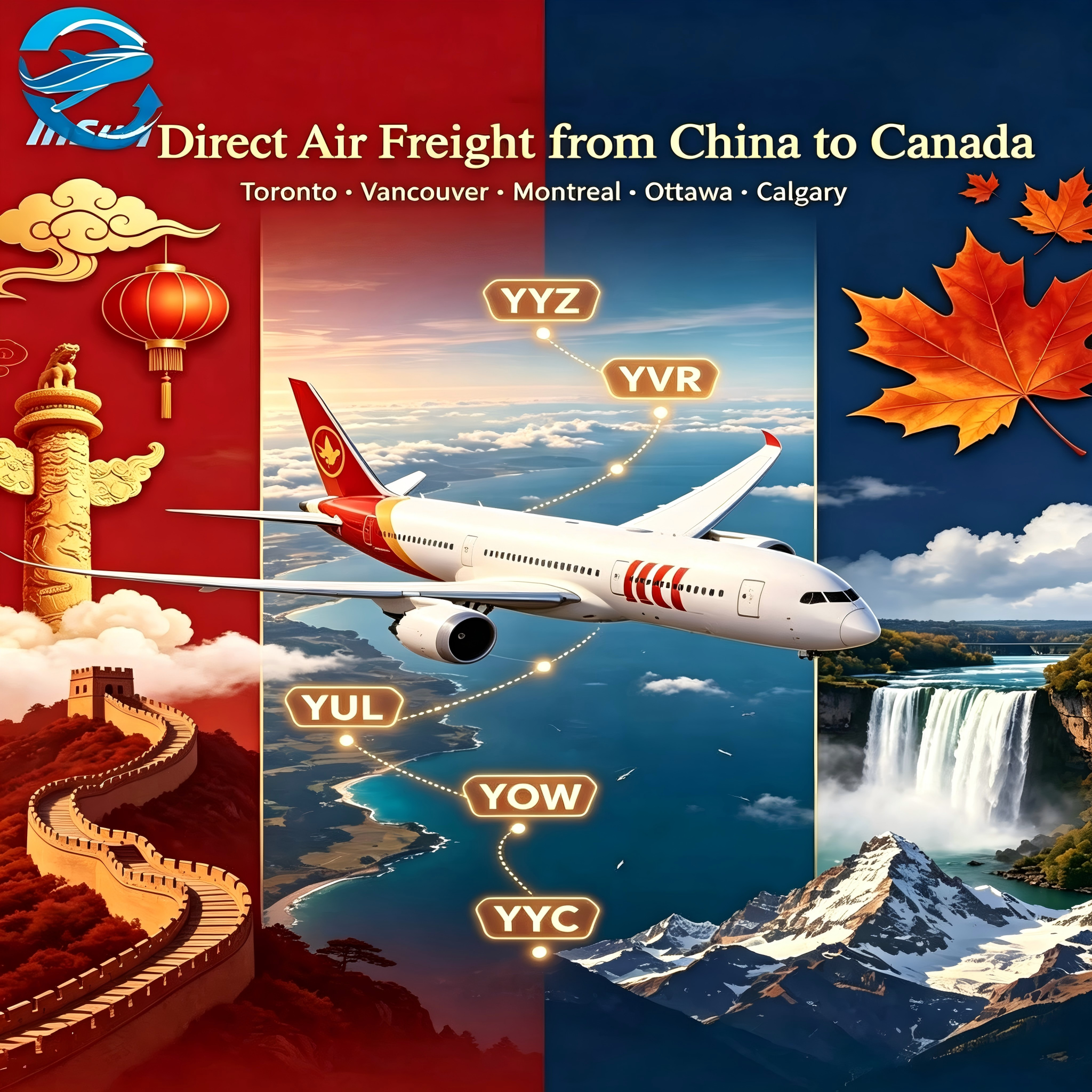 CIF/CRF Air Freight Shipping Agent China to Canada YYZ/YVR/YUL Customs Clearance Air Cargo Shipping Rates