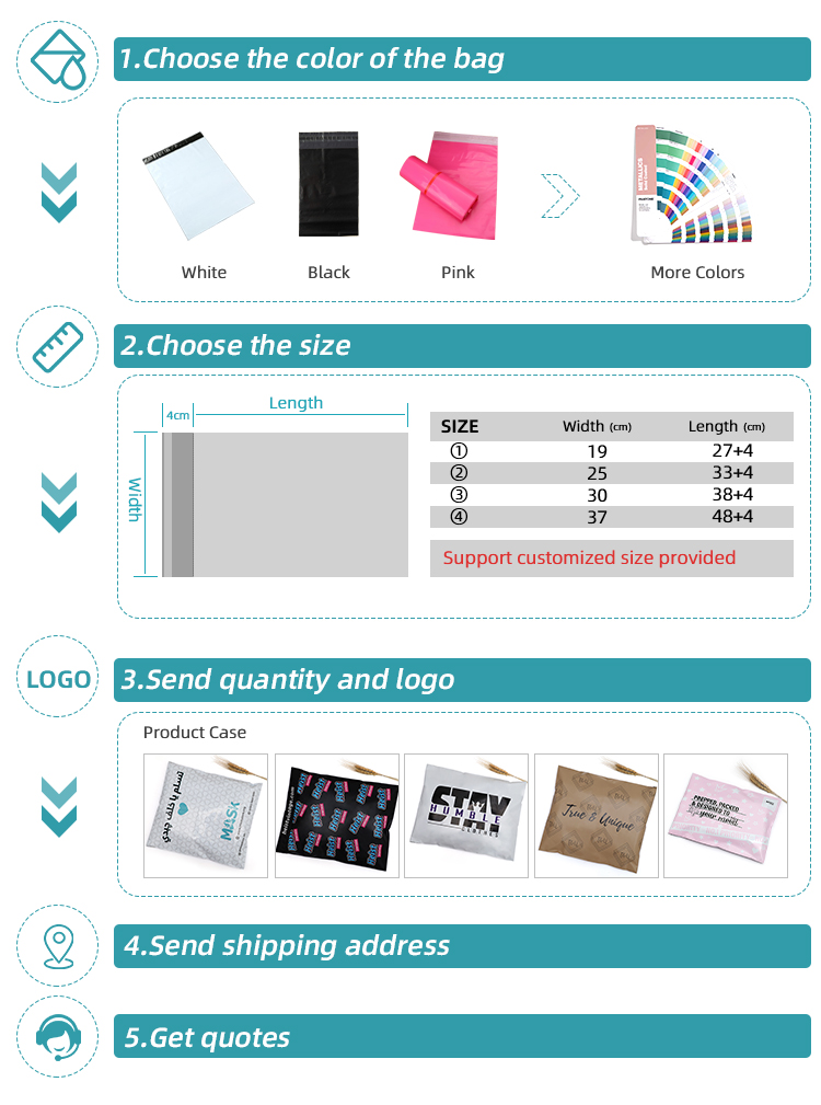 Custom Printed logo Poly Mailer Bags High Quality Resealable Shipping Bags for Delivery Tear Proof Courier Shipping Mailing Bag