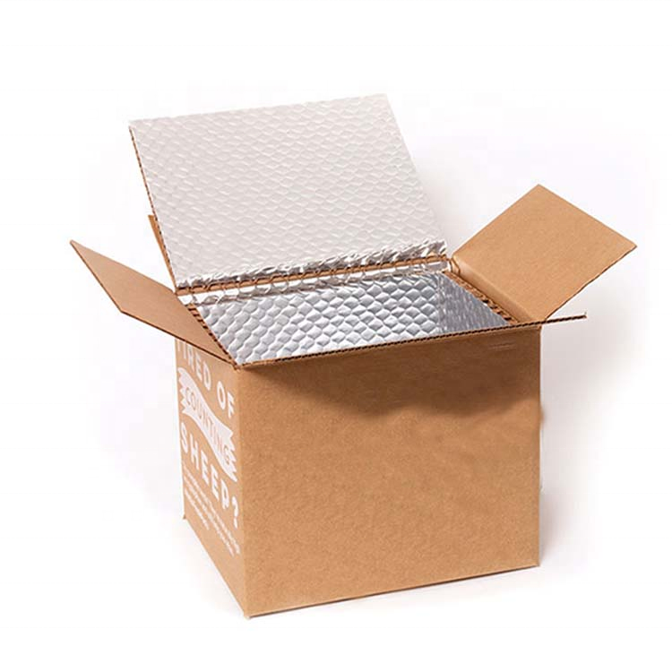 Aluminum Foil Insulated Liner Shipping Box Double Thermal Transportation Carton Frozen Food Delivery Insulated Carton Box