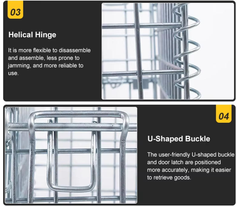 Mracking High Capacity Steel Wire Cage Foldable Stackable Warehouse Mesh Box Storage Container Pallet Cargo Storage Equipment