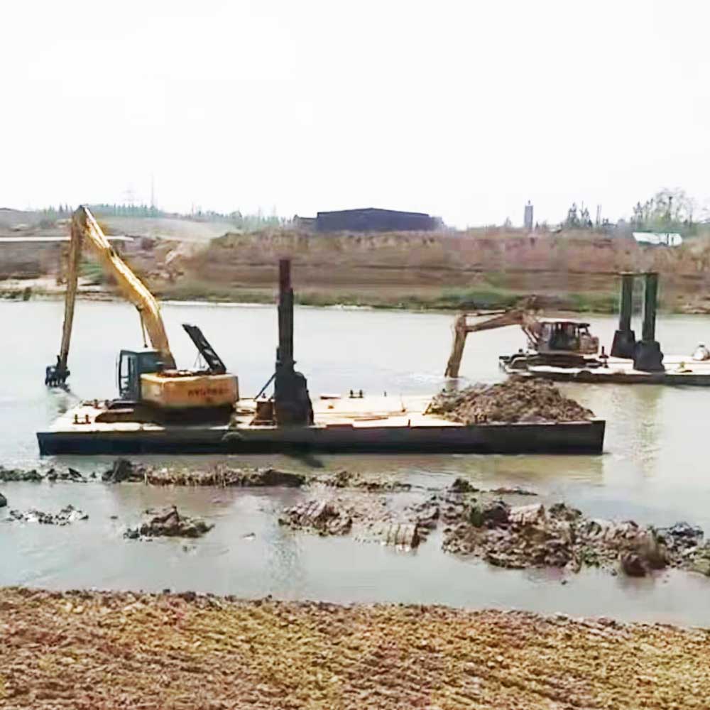 Heavy Equipment Transportation Logistic Barges Working Barge Excavator Working Platform