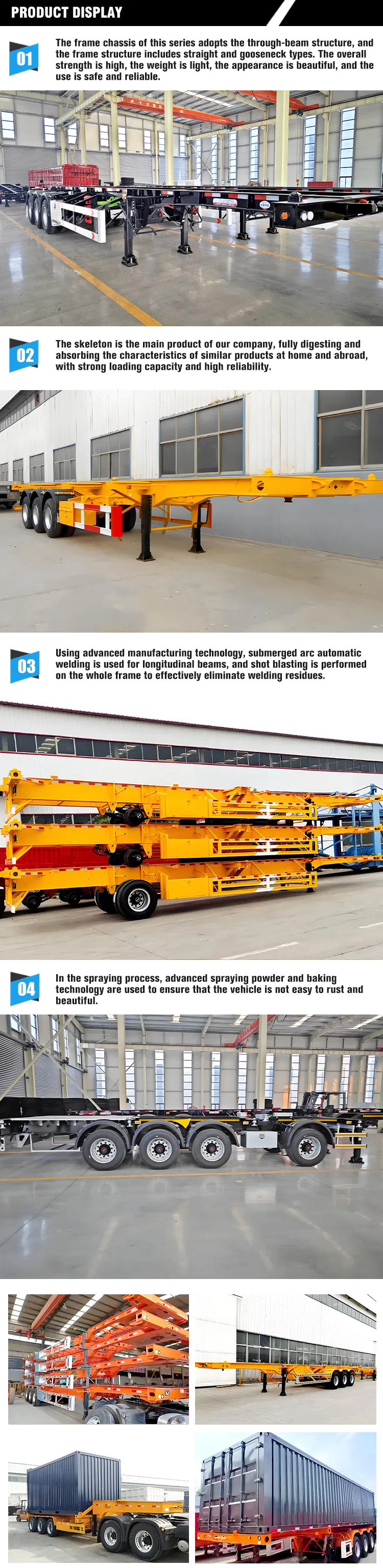 Durable Gooseneck Container Skeleton Trailer Multi Angle View