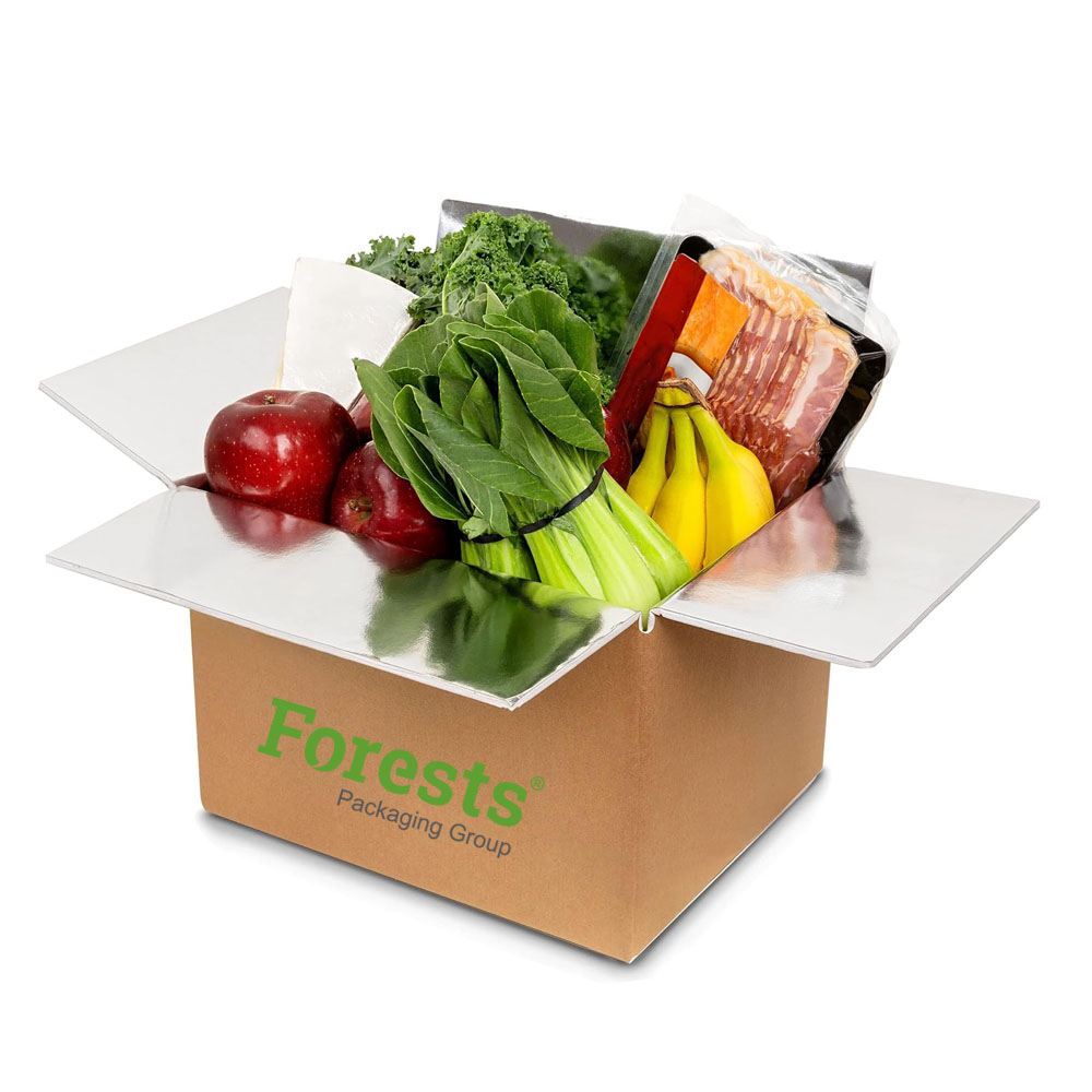 Aluminum Foil Insulated Liner Shipping Box Double Thermal Transportation Carton Frozen Food Delivery Insulated Carton Box
