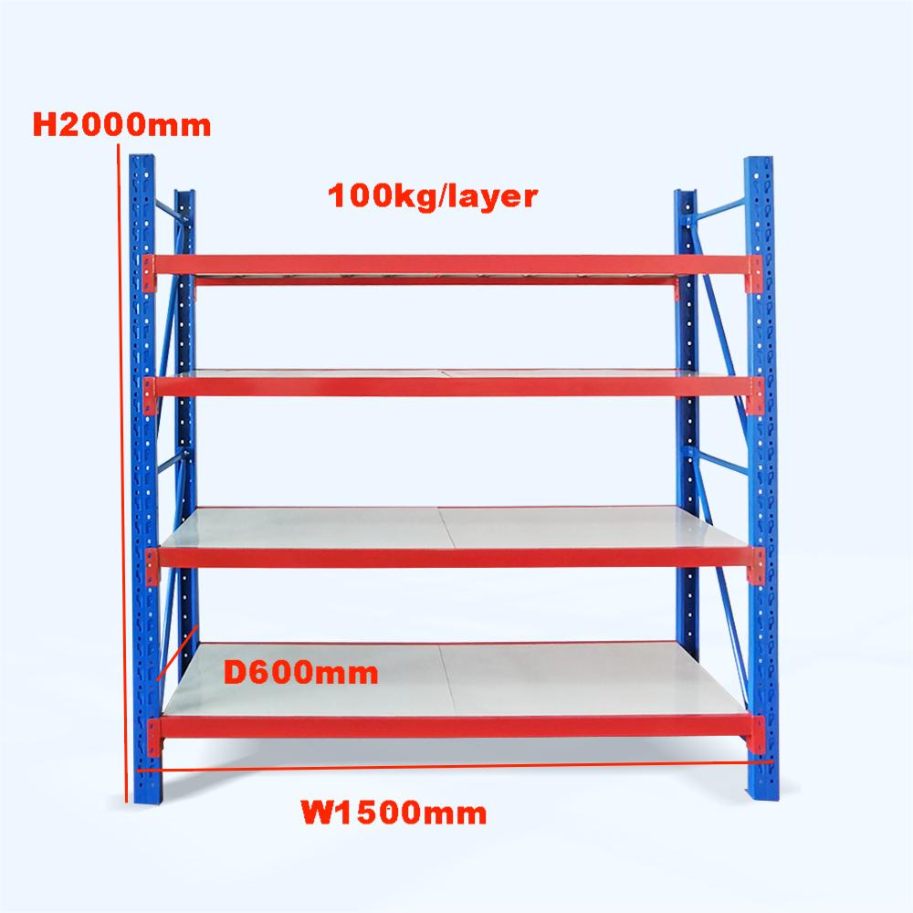 Heavy Duty Steel Adjustable Multi-Level Warehouse Racking with Long Span Storage Shelves Powder Coated for Corrosion Protection