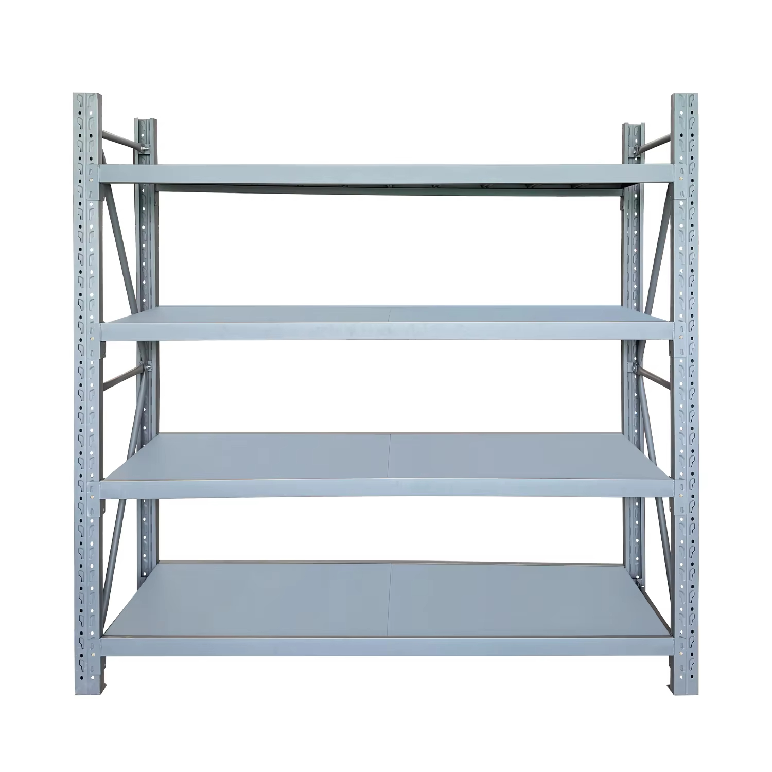 Heavy Duty Durable 4 Layer Multi-Level Steel Adjustable Shelf Height Corrosion Protection Long Span Powder Coated Snap-In Racks