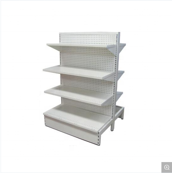 Customized Convenience Shop Display Shelves Interior Design Gondola Racks Stainless Steel Retail Shelving